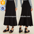 Black Pleated Crepe Midi Skirt OEM/ODM Manufacture Wholesale Fashion Women Apparel (TA7014S)